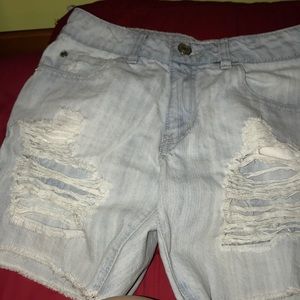 Light blue ripped shorts